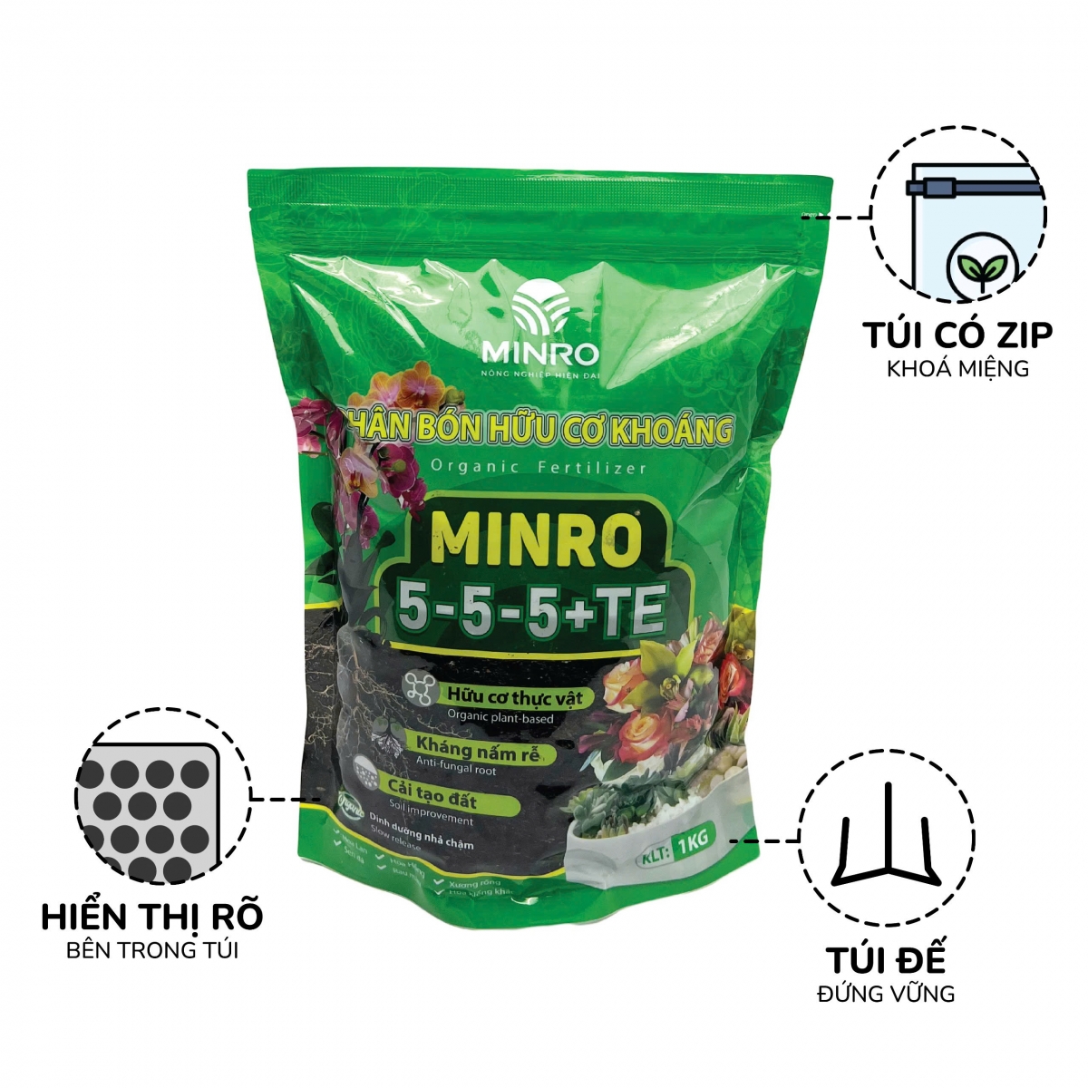 Phân hữu cơ khoáng MINRO 5-5-5+TE